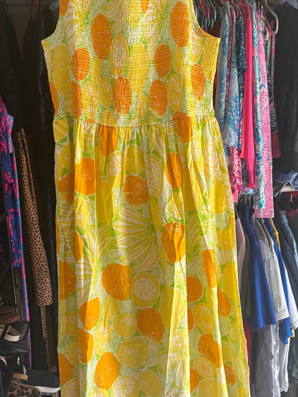 Lilly Pulitzer Yellow Sundress with Orange Citrus Print
